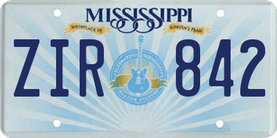 MS license plate ZIR842
