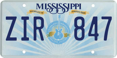 MS license plate ZIR847