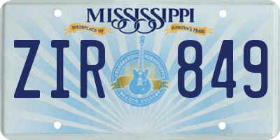 MS license plate ZIR849