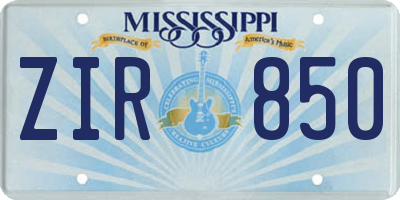 MS license plate ZIR850