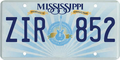 MS license plate ZIR852