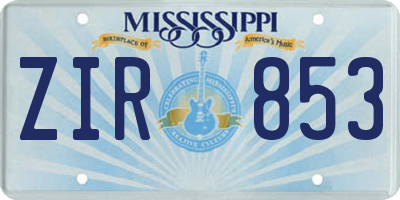 MS license plate ZIR853