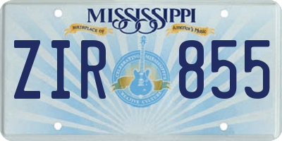 MS license plate ZIR855