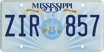 MS license plate ZIR857