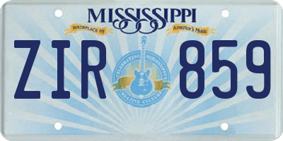 MS license plate ZIR859