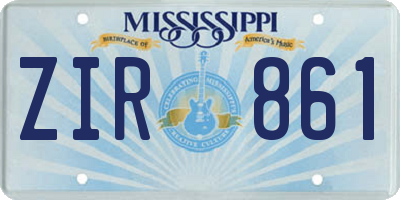 MS license plate ZIR861