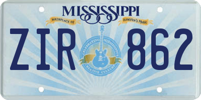 MS license plate ZIR862