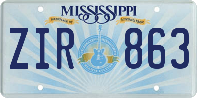 MS license plate ZIR863