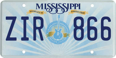 MS license plate ZIR866