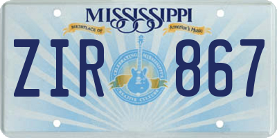 MS license plate ZIR867