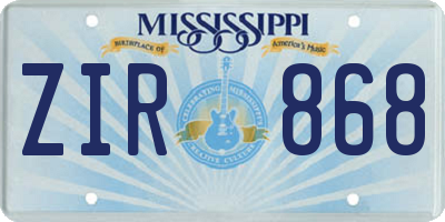 MS license plate ZIR868