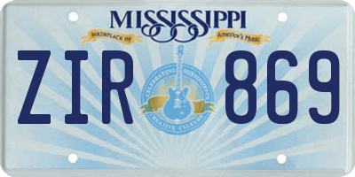 MS license plate ZIR869