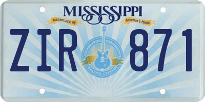 MS license plate ZIR871