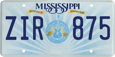 MS license plate ZIR875