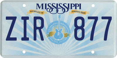 MS license plate ZIR877