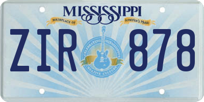 MS license plate ZIR878