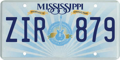 MS license plate ZIR879