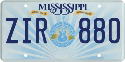 MS license plate ZIR880