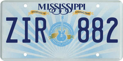 MS license plate ZIR882