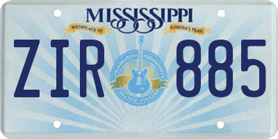 MS license plate ZIR885