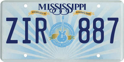 MS license plate ZIR887