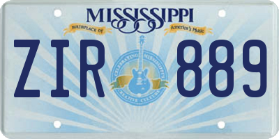 MS license plate ZIR889