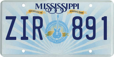 MS license plate ZIR891