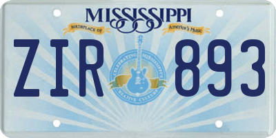 MS license plate ZIR893