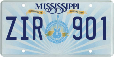 MS license plate ZIR901