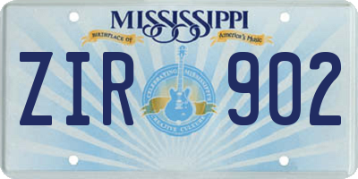 MS license plate ZIR902