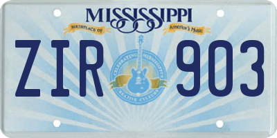 MS license plate ZIR903