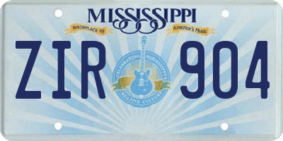 MS license plate ZIR904