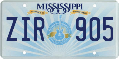 MS license plate ZIR905