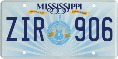 MS license plate ZIR906