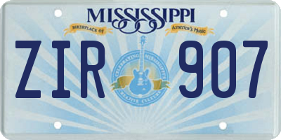 MS license plate ZIR907