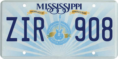 MS license plate ZIR908