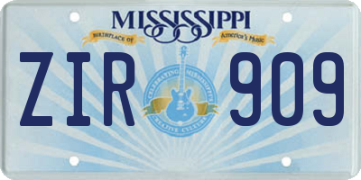 MS license plate ZIR909