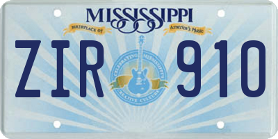 MS license plate ZIR910