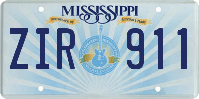 MS license plate ZIR911