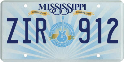 MS license plate ZIR912
