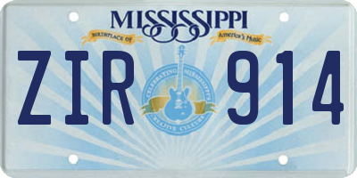 MS license plate ZIR914