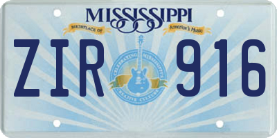 MS license plate ZIR916
