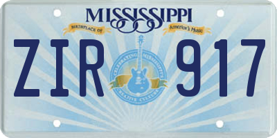 MS license plate ZIR917