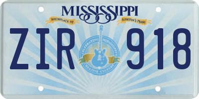 MS license plate ZIR918