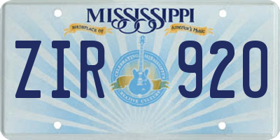 MS license plate ZIR920
