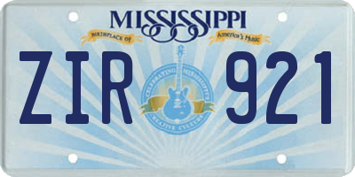 MS license plate ZIR921