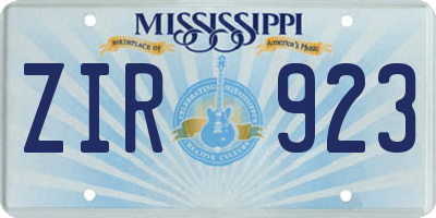 MS license plate ZIR923