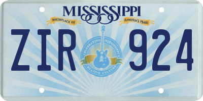 MS license plate ZIR924