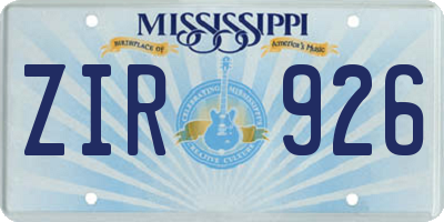 MS license plate ZIR926