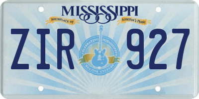 MS license plate ZIR927